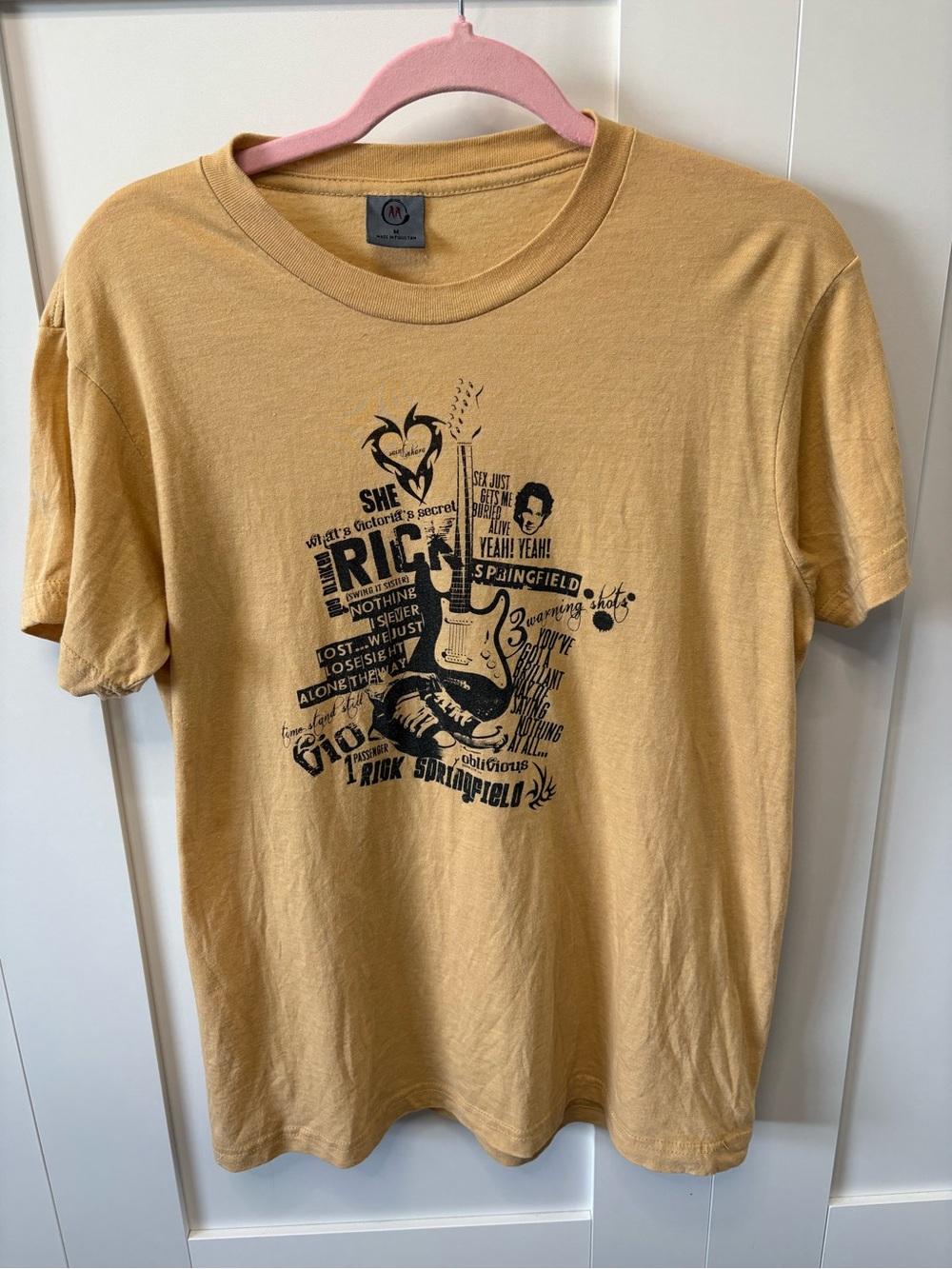 Rick Springfield Graphic Short-Sleeve T-Shirt in Mustard